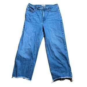 Madewell The Perfect Vintage Wide Leg Crop Jean Women's 32T Medium Wash Blue